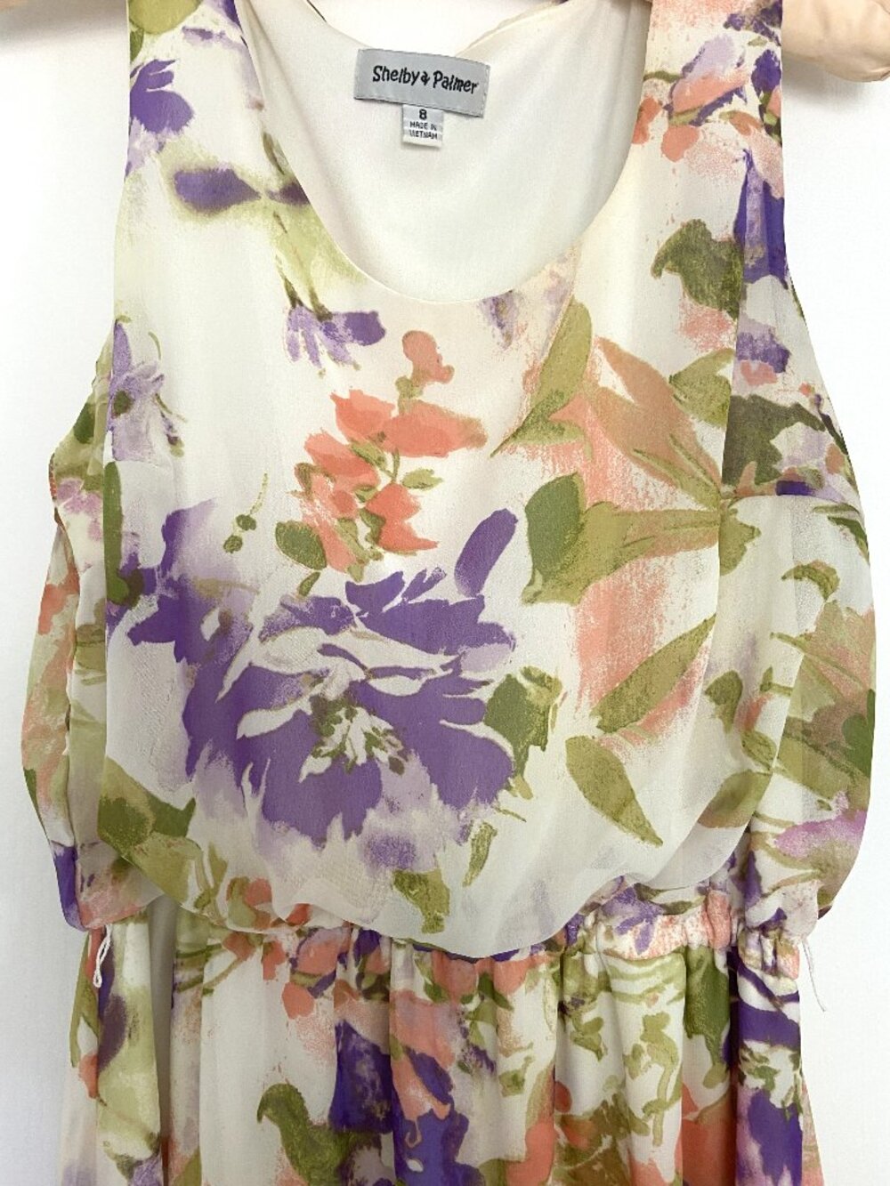 Shelby & Palmer Dress, Spring Floral, Asymmetrical Hem